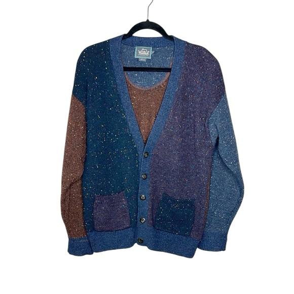 Vintage WOOLRICH Color blocked Grandpa Sweater size Small - Picture 12 of 12